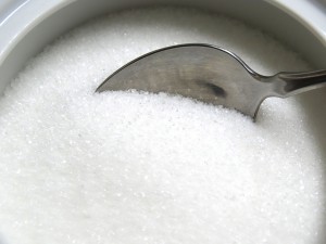 Sugar and spoon close up