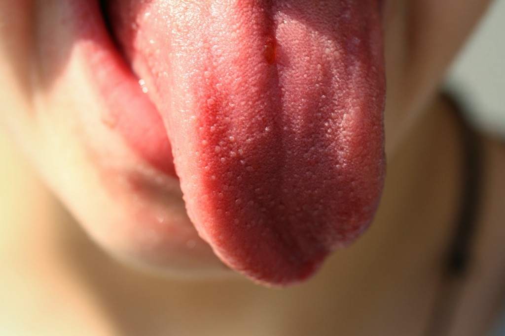 Tongue sticking out close up